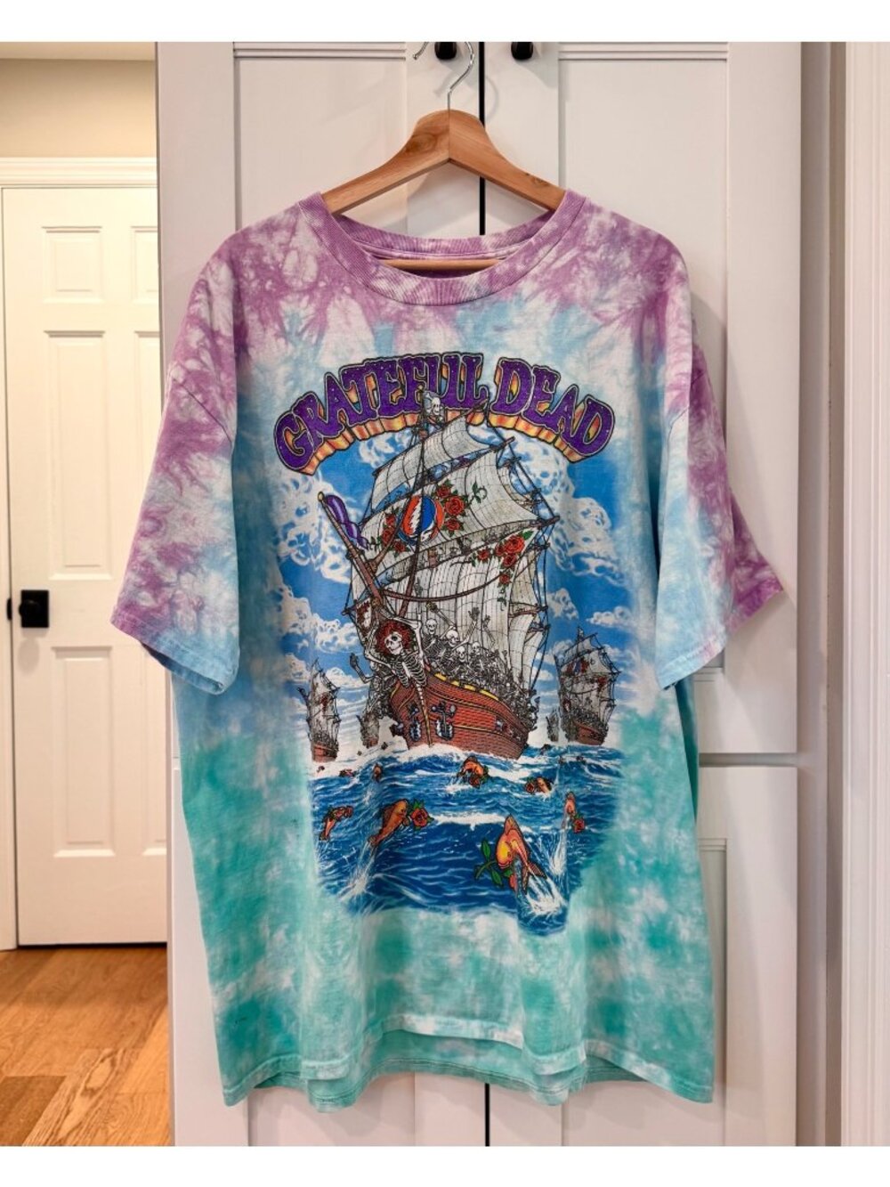 Grateful Dead Liquid Blue 2001 Tie-Dye T-Shirt Mens Size 2XL Ship Of Fools